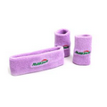 Purple Cotton Solid Sweatband Set (headband x 1+ wristband x 2) for Sports